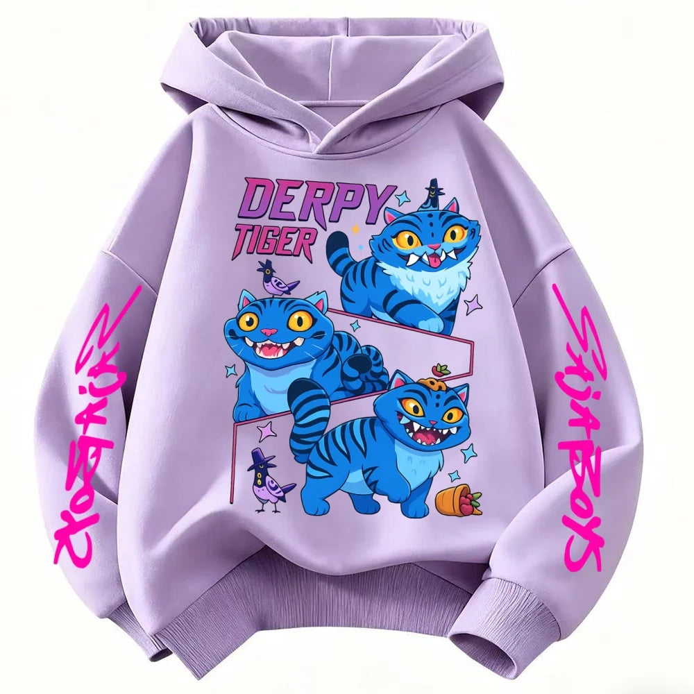 Kpop Demon Hunter Hoodies Girls Kawaii Letter A-Z Sweatshirt Tops Children Autumn Winter Long Sleeves Pullover Kids Clothes Gift
