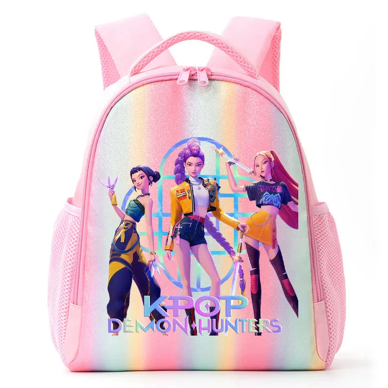 For K-Pop Demon Hunters Student Rainbow Backpack Anime Accessories HUNTR/X Rumi Mira Zoey Schoolbag Children's Birthday Gifts
