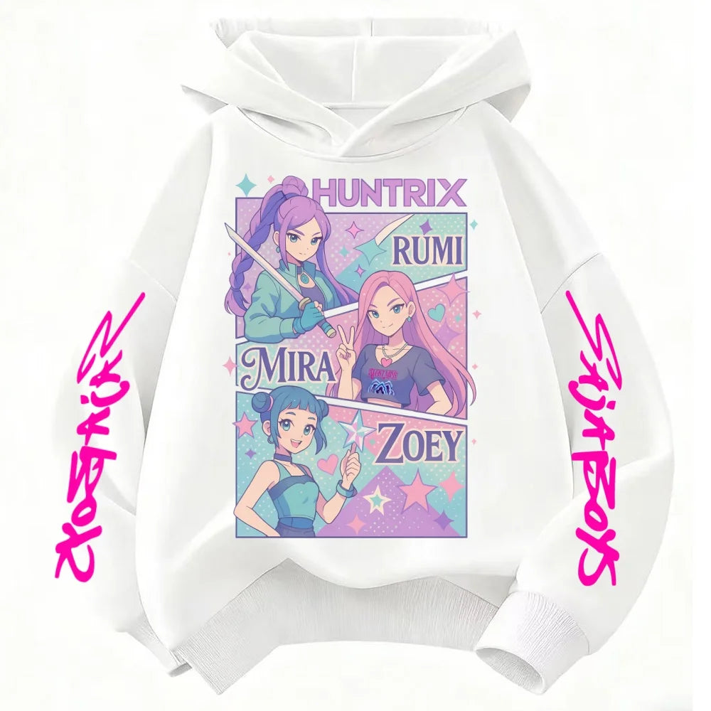 Kids Boys Girls Anime Clothes Kpop Demon Hunters Hoodie Casual Fashion Autumn Winter Warm Sweatshirt