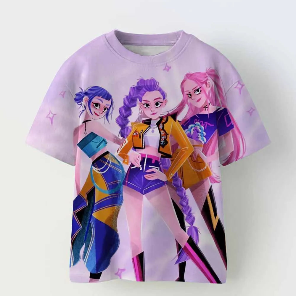 Kpop Demon Hunters Kids Clothing Short Sleeve Tee Cute Kpop Demon Hunters Tiger Harajuku T-shirt Men Women Boys Girls Black Top