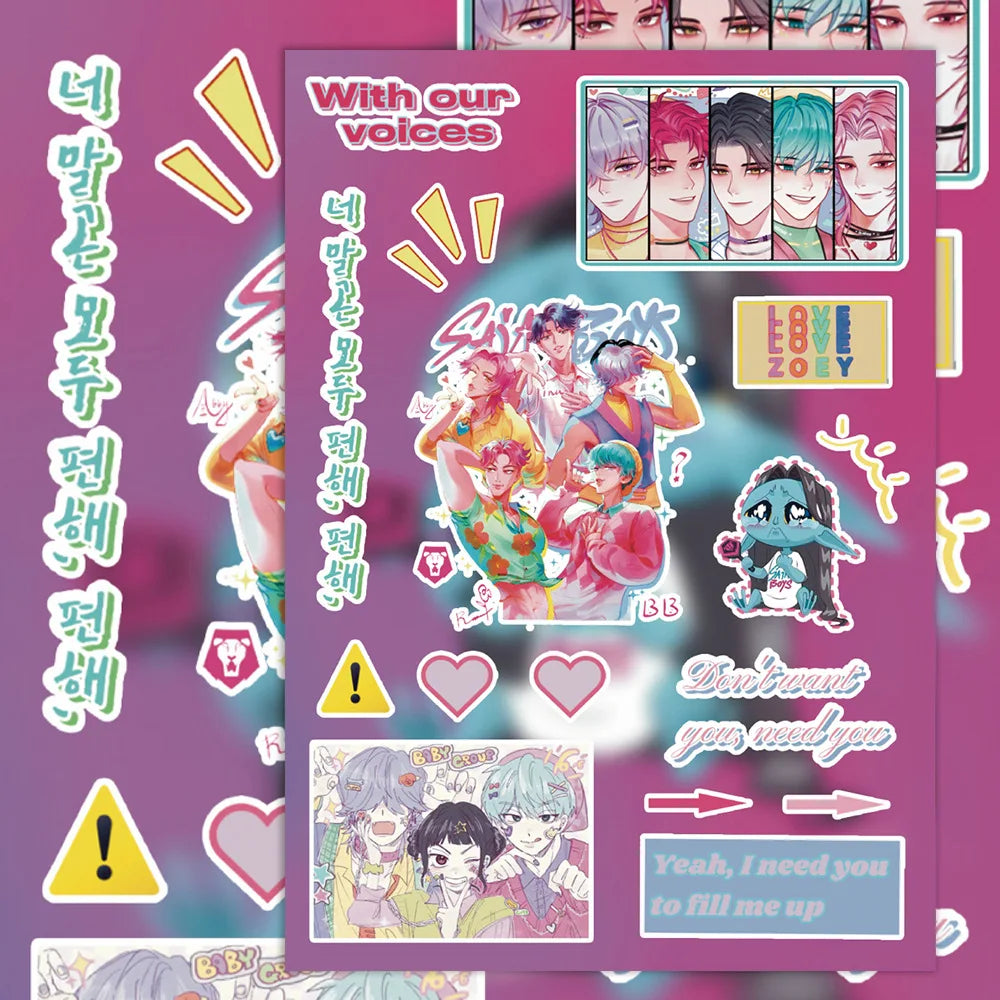 8 Sheets Kpop Demon Hunter Girl Group Stickers for Scrapbooking Journal DIY Craft Decoration