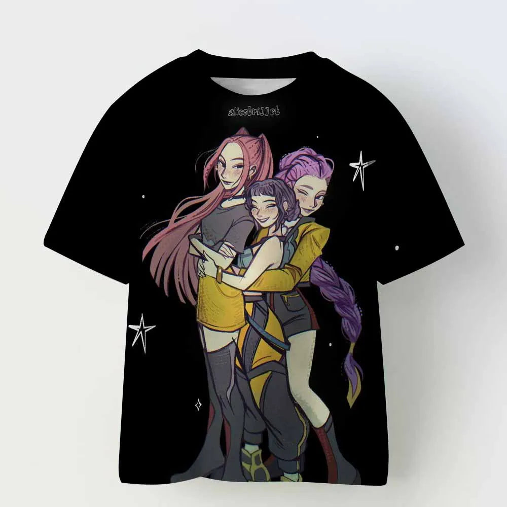 Kpop Demon Hunters Children's Clothing Short Sleeve T-shirt Cute Kpop Demon Hunters T Shirt Harajuku Tshirt for Boys Girls