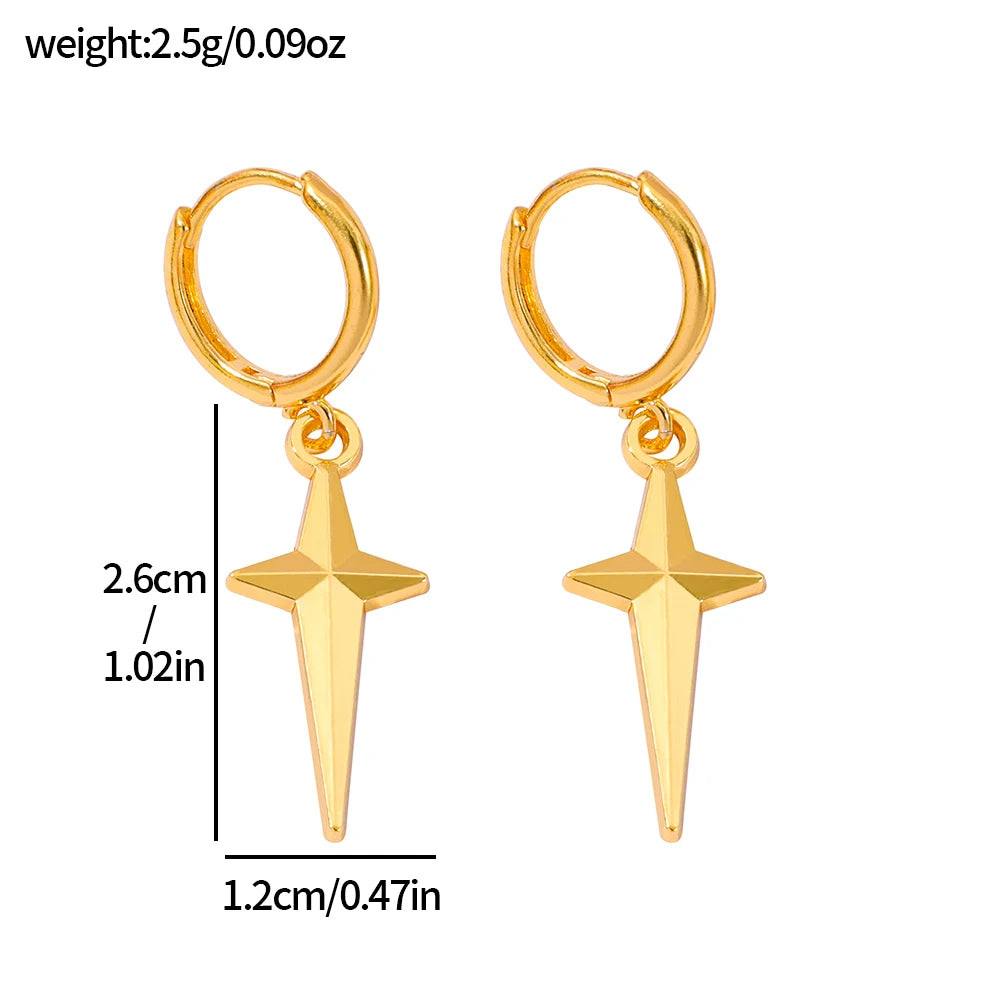KPop Demon Hunters Jinu Cross Stars Dangle Earrings for Men Women Metal Ear Spring New Gifts Boys Girls Jewelry