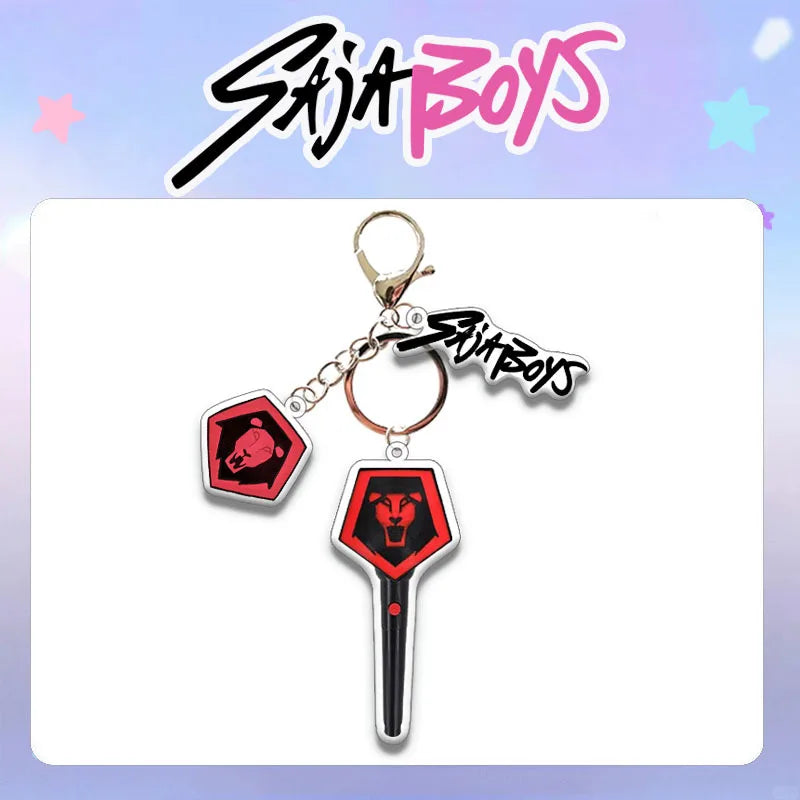KPOP Demon Hunters Huntrix Saja Boys Idol Group Acrylic Keychains Zoey Mira Romance Baby Light Stick Korean Keyring Fans Gift