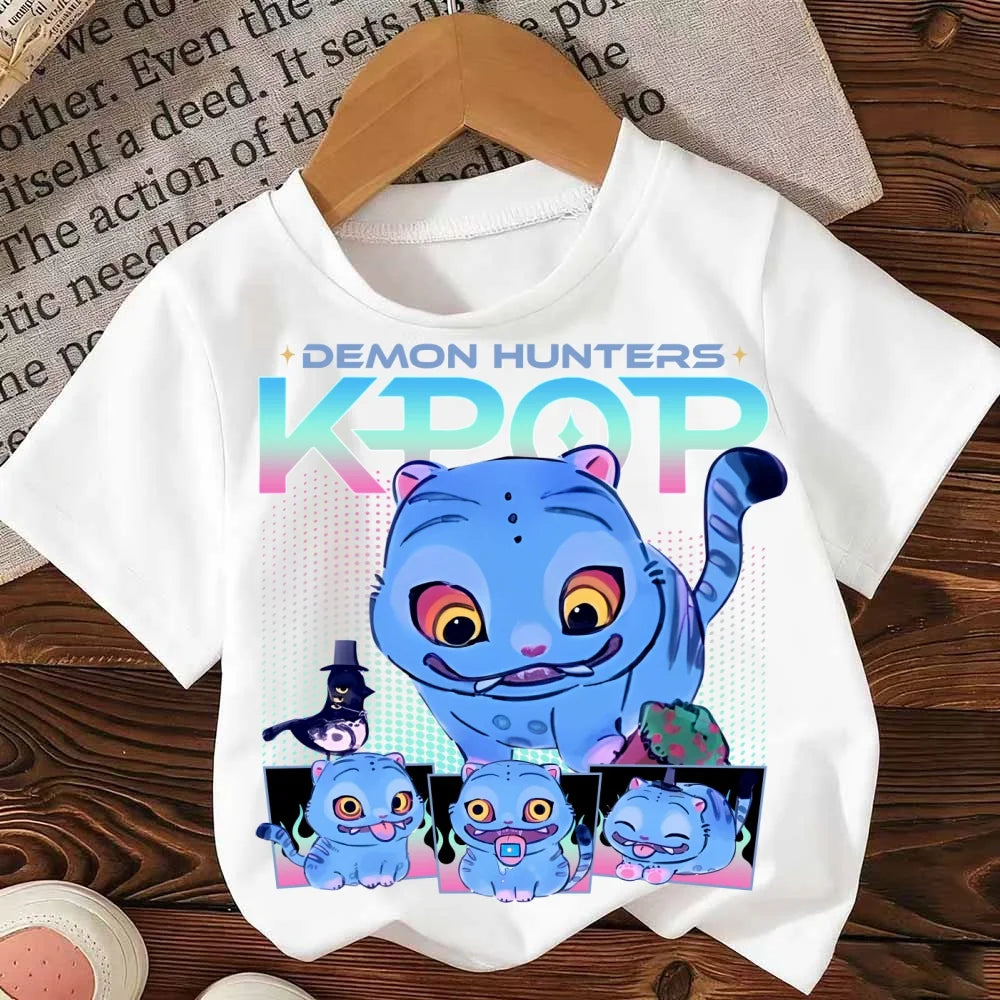 Fashion Casual Kids T-shirt KPop Demon Hunters Cool Girls Tee Top Funny Gift for Fans Tshirt -KPop Demon Hunters Clothes