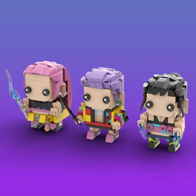 MOC K pop Demon Hunters Building Blocks Music Anime Korean K POP Girl Group Three Eyed Bird Tiger Model Collect Toy for Kid Gift