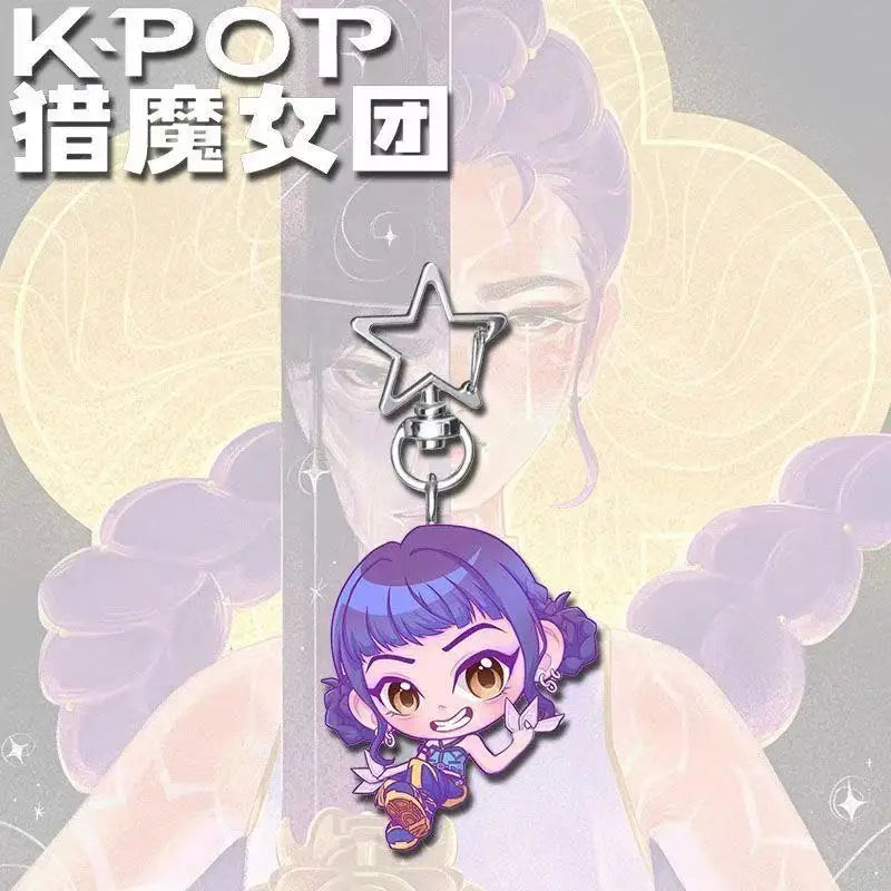 Anime Classics Game Collection K-Pop Demon Hunters Keychain Pendant Huntr-X Keychain - Fan Art Self Made Acrylic Key Ring Gift