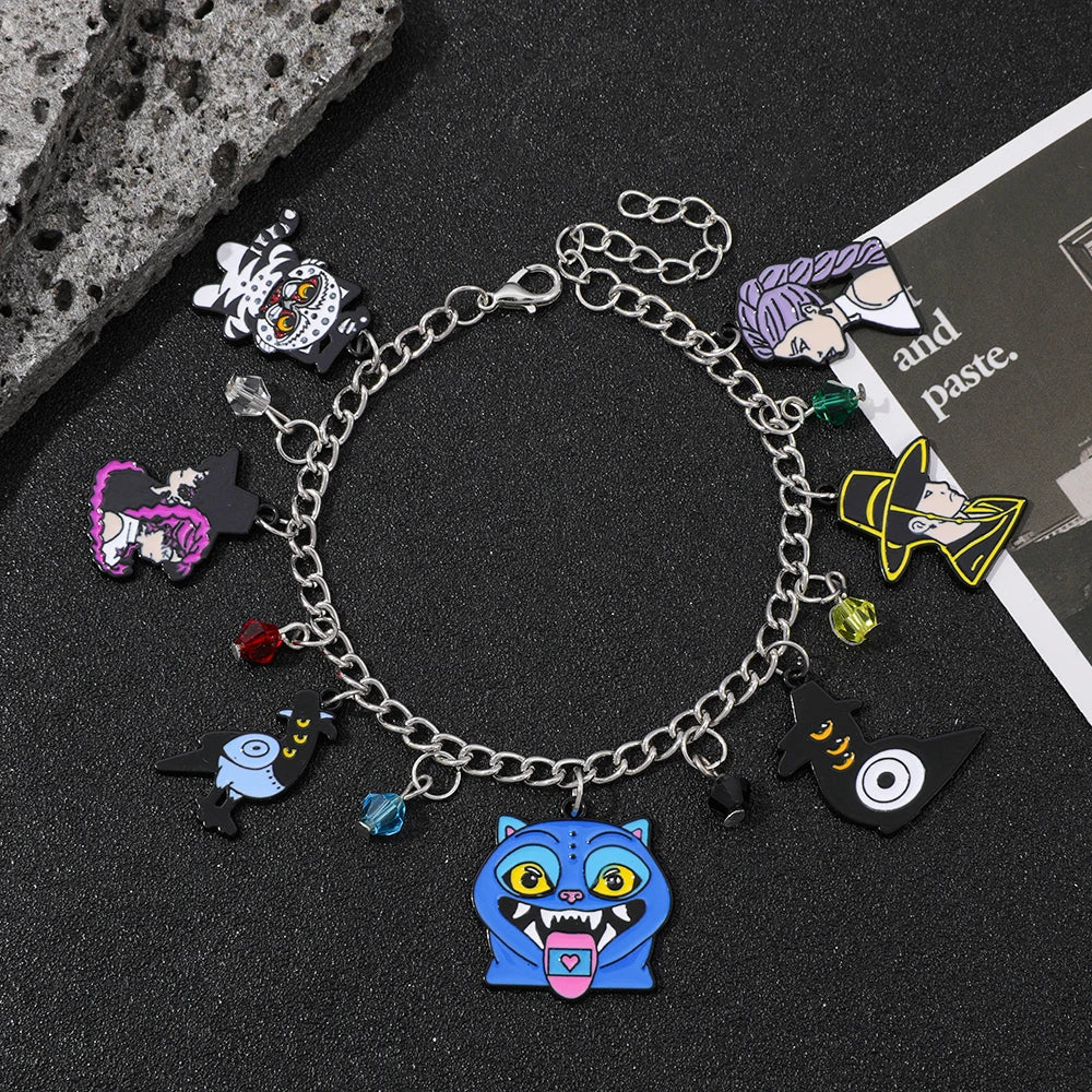 1pc K-pop Demon Hunters Saja Boy Metal Enamel Pendant Bracelet Fashion for Fans Party Accessories Gifts