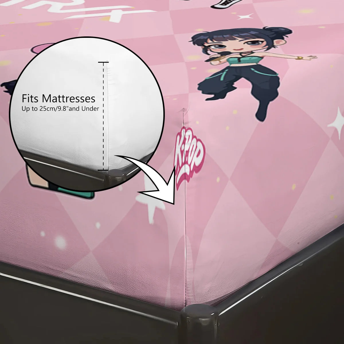 3pcs K-Pop Demon Hunters Printed Chipless Bed Sheet Set Multi Size Soft Bed Cover Bedroom Bedding Decoration Machine Washable