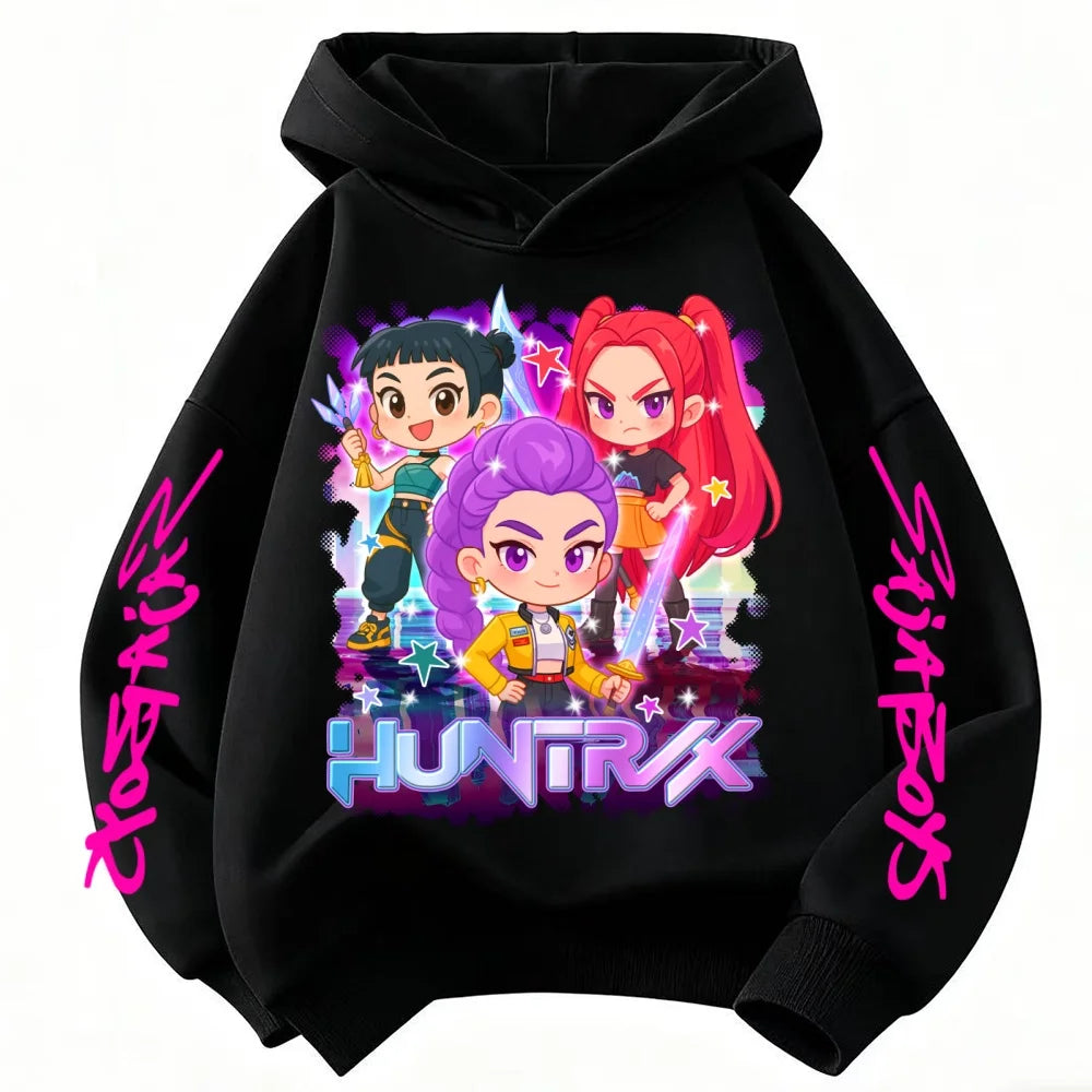 KPop Demon Hunter Rumi Derpy Cartoon Girls Boy Hooded Sweatshirt Warm Children's Wave Fashion Casual Tops Casual Girls Clothing