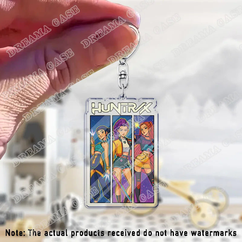 Cartoon Huntrix Saja Boys Derpy Tiger Acrylic Keychains Ring Double-Sided Key Chain Jewelry Kpop Demon Hunters Fan Love Gifts