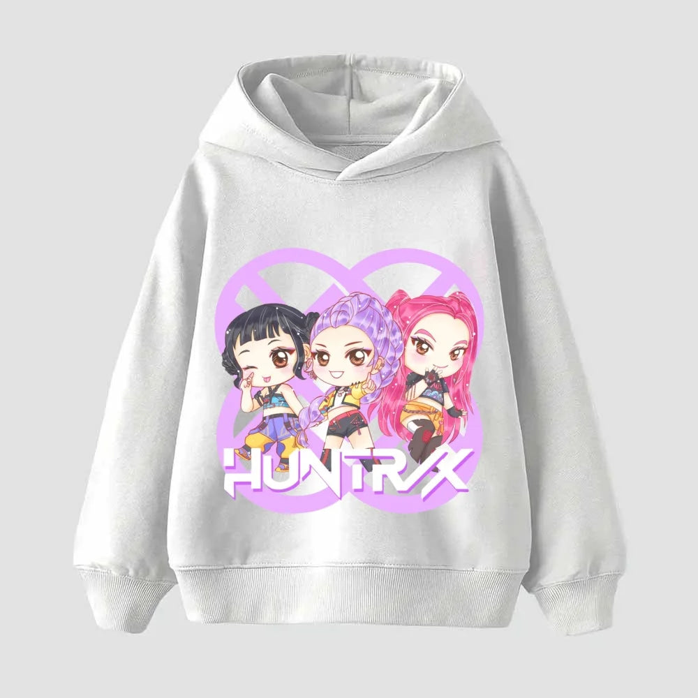 Cuddly Soft K-POP: Demon Hunters Hoodie for Kids - Playful Cartoon Pullover, Ultra-Comfy & Trendy for Everyday Funs Gif