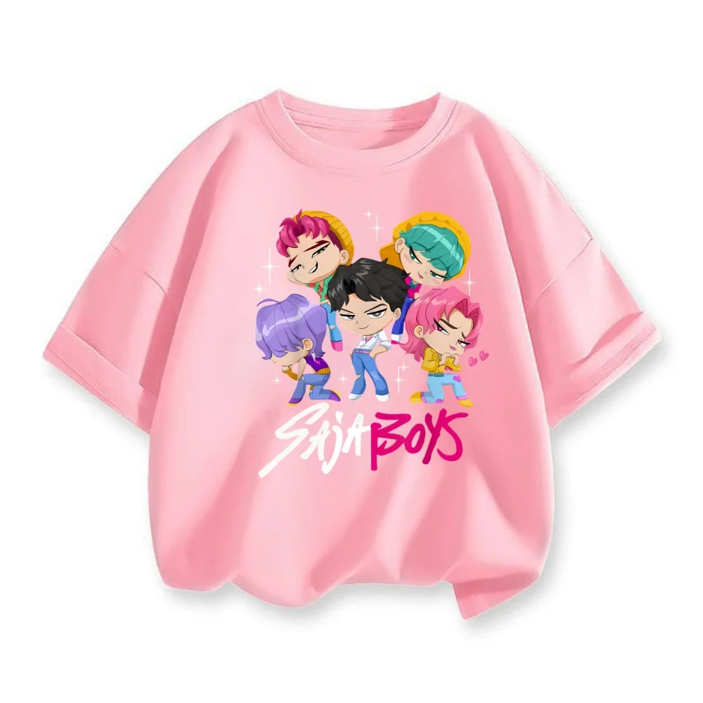 KPop Demon Hunters Bbirthday Cotton T-Shirt Girls Clothes Number 1-9 Party Tops Child Baby Shower Summer Short Sleeve Tee Gift