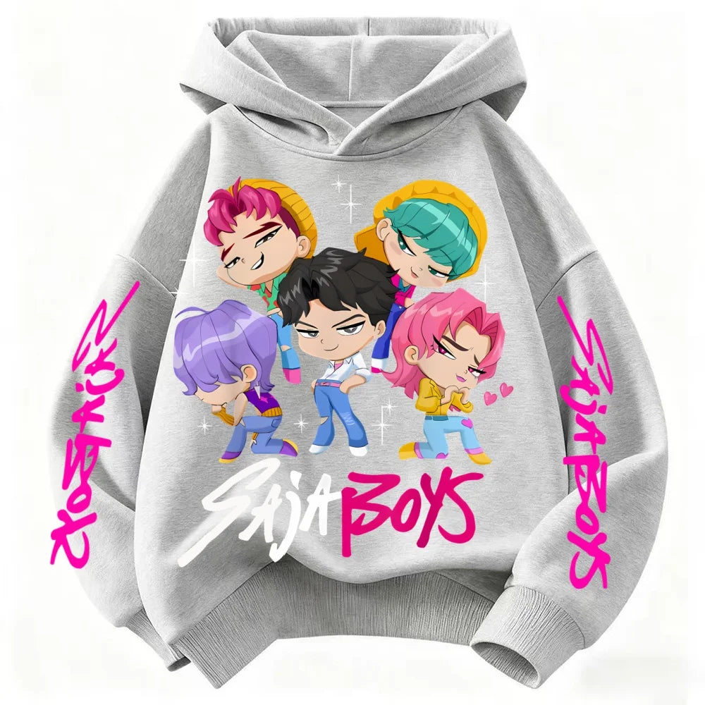 Kids Anime Demon Slayer Tomioka Print Cotton Hoodie Unisex Boys Girls Casual Tshirt 100-160cm Childrens Cartoon Clothes