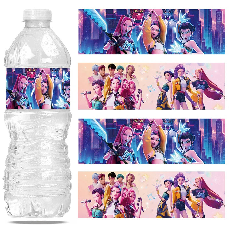 20pcs Kpop Demon Hunters Stickers for Water Bottles Singer Demon Hunter Birthday Decorations Party Favors Protection Waterproof