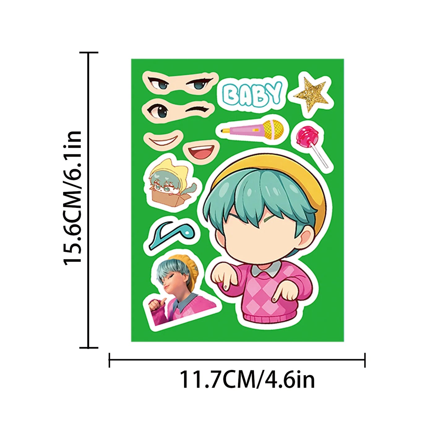 8 Sheets Cute KPop Demon Hunters Stickers Make A Face Puzzle Stickers Make Your Own DIY Game Jigsaw Education Toys