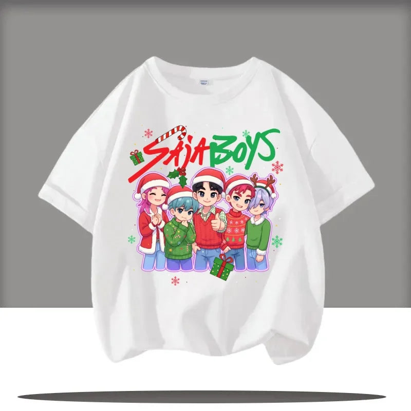 Cute Kpop Demon Hunters Child Short Sleeve Kpop Demon Hunters Tee Harajuku Casual Fashion Cotton Tee Top Cosplay Clothing