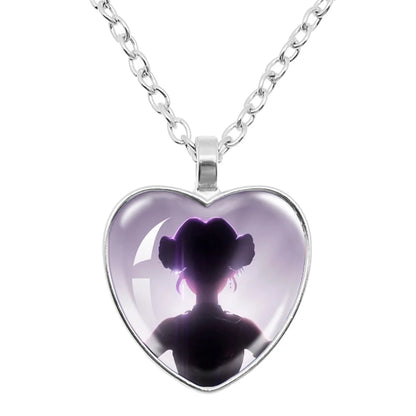 Rumi Zoey Mira Heart Glass Pendant Necklaces KPop Demon Hunters sajaboy Charm Necklace Fans Jewelry Accessories Cosplay Gift