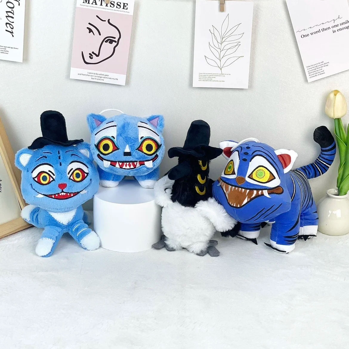 TreasuringU New hot Kpop Demon Plush Toys Game Hunters Tiger Stuffed Toy Doll Blue Tiger Animals Plushie Birthday Gifts