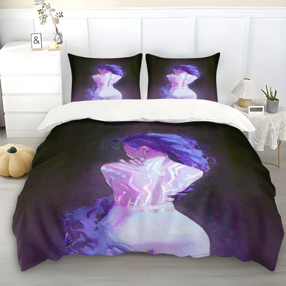 K-Pop Demon Hunters Themed Bedding Set Colorful Print Duvet Cover & Bed Sheet Student Dormitory Textile Kid Gift