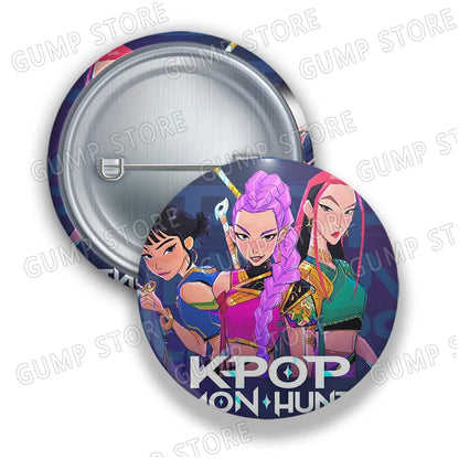 Kpop Demon Hunters Badges for Jewelry Accessories Bag Decor Huntrix Saja Boys Rumi Zoey Jinu Tinplate Button Brooch Pins Gifts