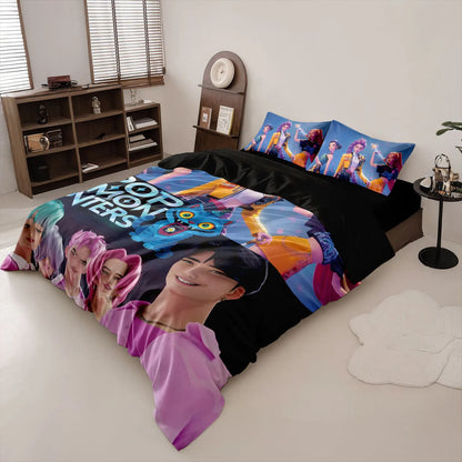 3pcs K-Pop Demon Hunters Printed Coreless Duvet Cover Set Multi Size Bedroom Dormitory Soft and Comfortable Machine Washable