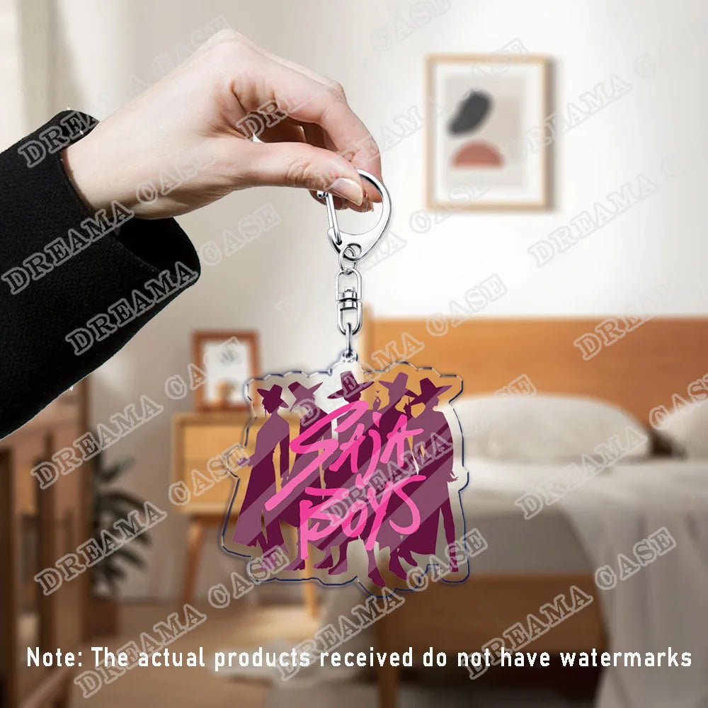 Cute Cartoon Huntrix Saja Boys Acrylic Keychains Ring Double-Sided Key Chain Jewelry Kpop Demon Hunters Fan Love Gifts