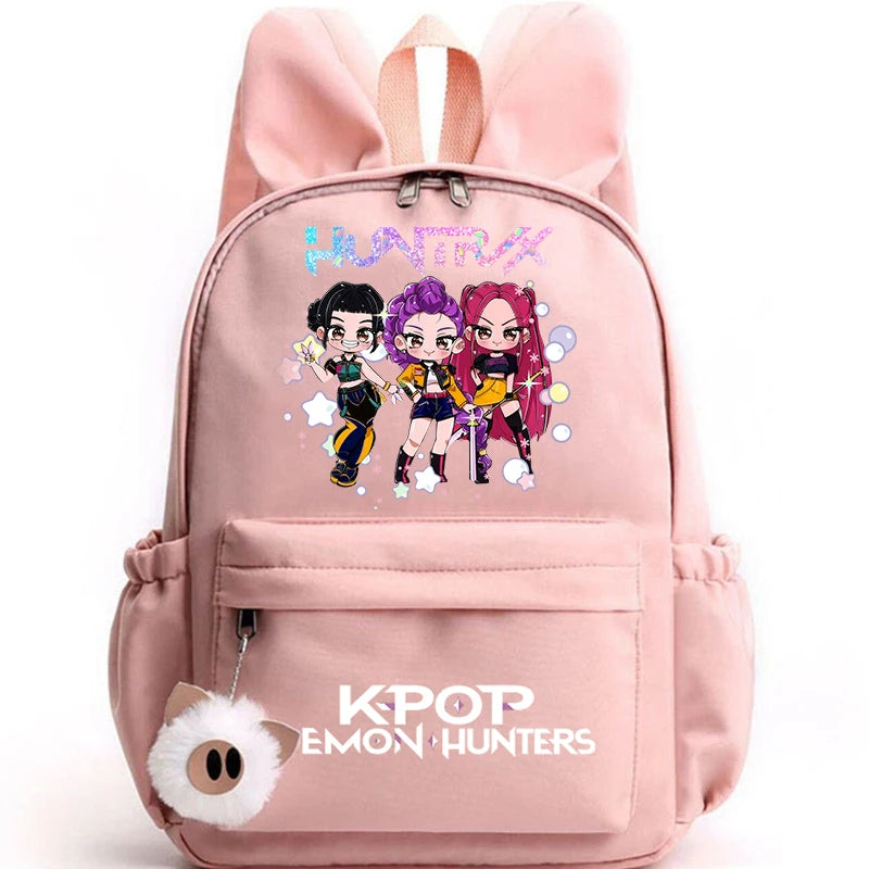 KPop Demon Hunter Backpack for Girls Boys Children Rucksack Casual School Bags Travel Rabbit Ears Backpacks Mochila gift bags