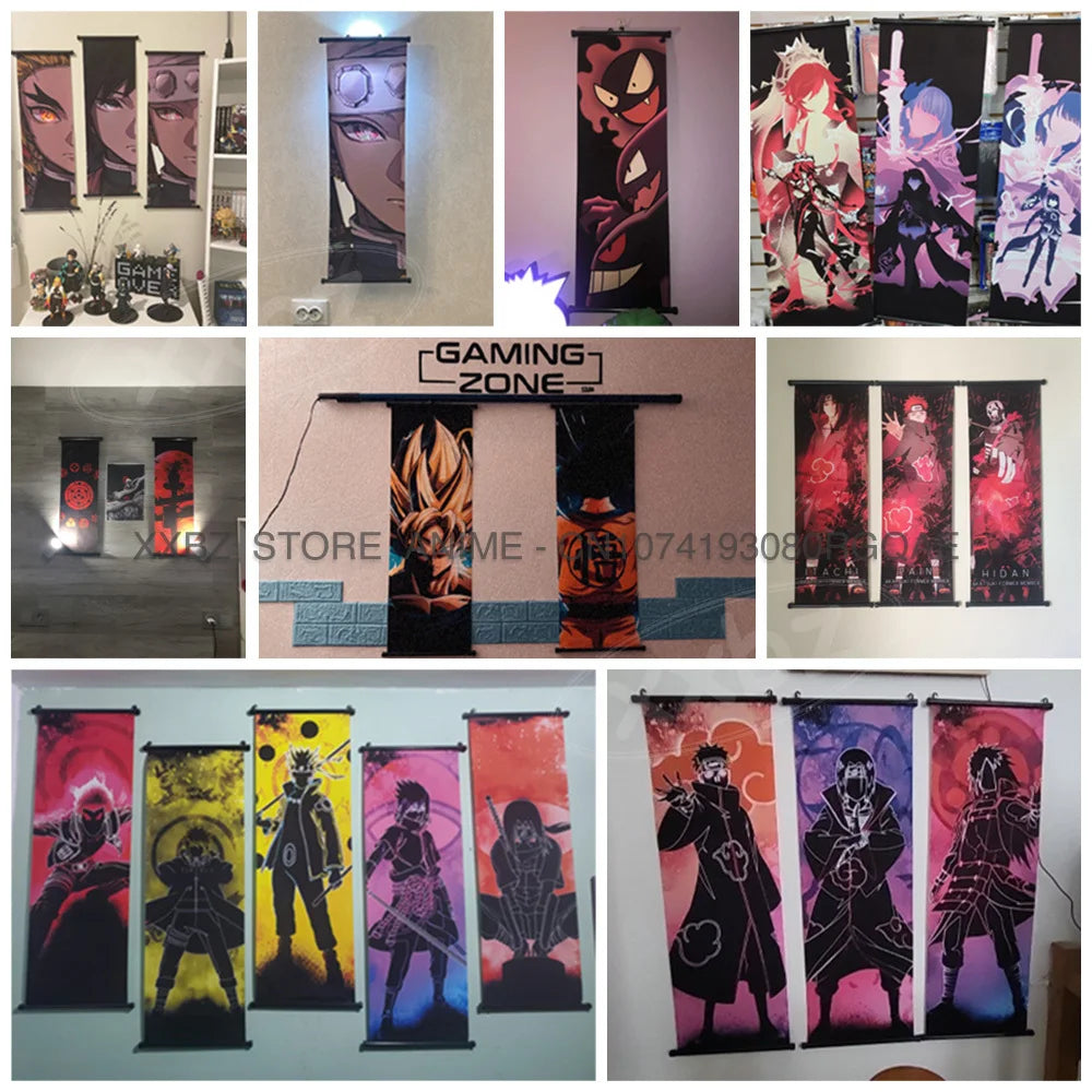 Anime For KPop Demon Hunters Wall Art Canvas Scrolls Pictures Kawaii Character Print Posters Home Decoration Hanging Painting