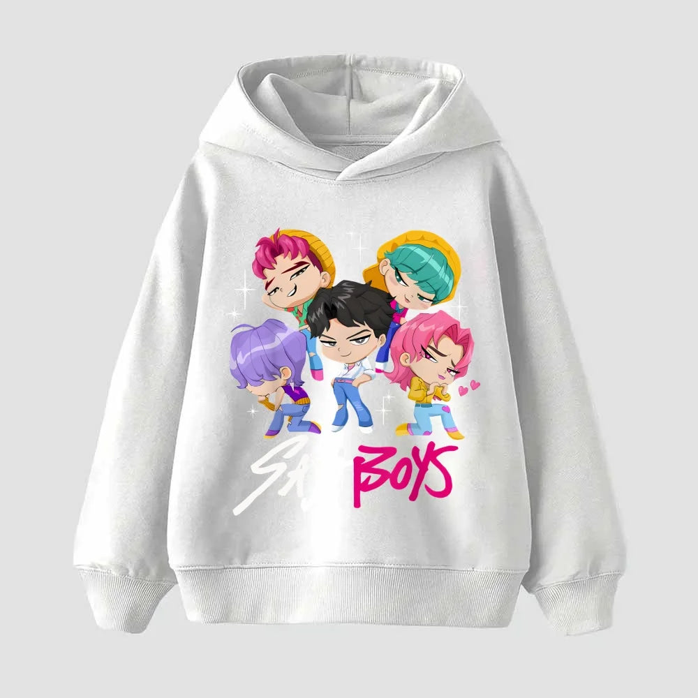 KPop Demon Hunter Rumi Derpy Cartoon Girls Boy Hooded Sweatshirt Warm Children's Korean Wave Fashion Casual Tops Casual Clothing