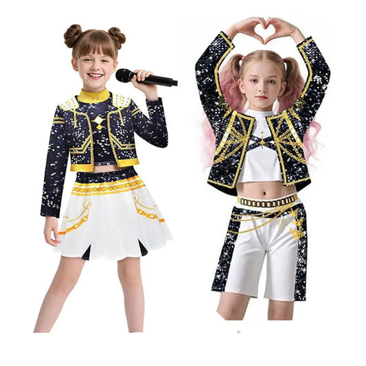 Girls Kpop Zoey Cosplay Costume Kids Fancy Party K-Pop Demon Hunters Rumi Costume Idol Mira Cosplay Halloween Carnival Clothes