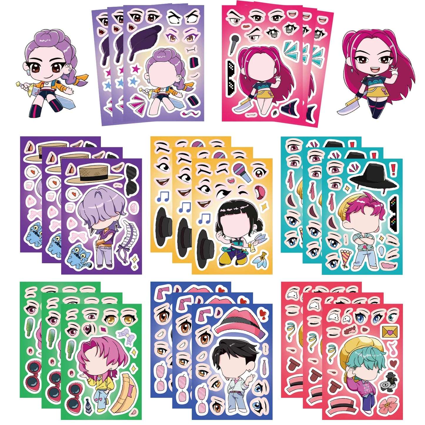 8/32Sheets Kpop Demon Hunter Stickers Huntrix Stickers for Scrapbook Phone Notebook Sticker Decoration Party Favors Gifts