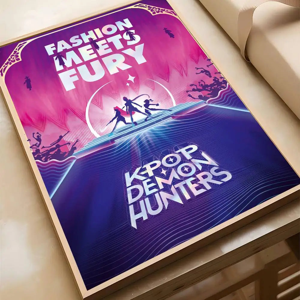 K-pop D-Demon Hunters Anime Poster Self-adhesive Art Waterproof Paper Sticker Coffee House Bar Room Wall Decor