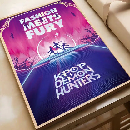 K-pop D-Demon Hunters Anime Poster Self-adhesive Art Waterproof Paper Sticker Coffee House Bar Room Wall Decor