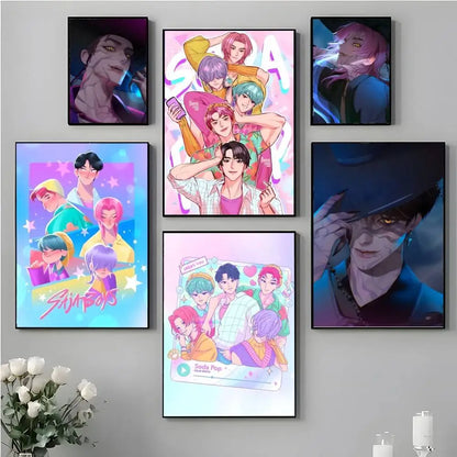 Saja Boys KPop D-Demon Hunters Poster Water Proof Paper Print Room Decor Stickers Art Wall Decoration Bedroom Living Room