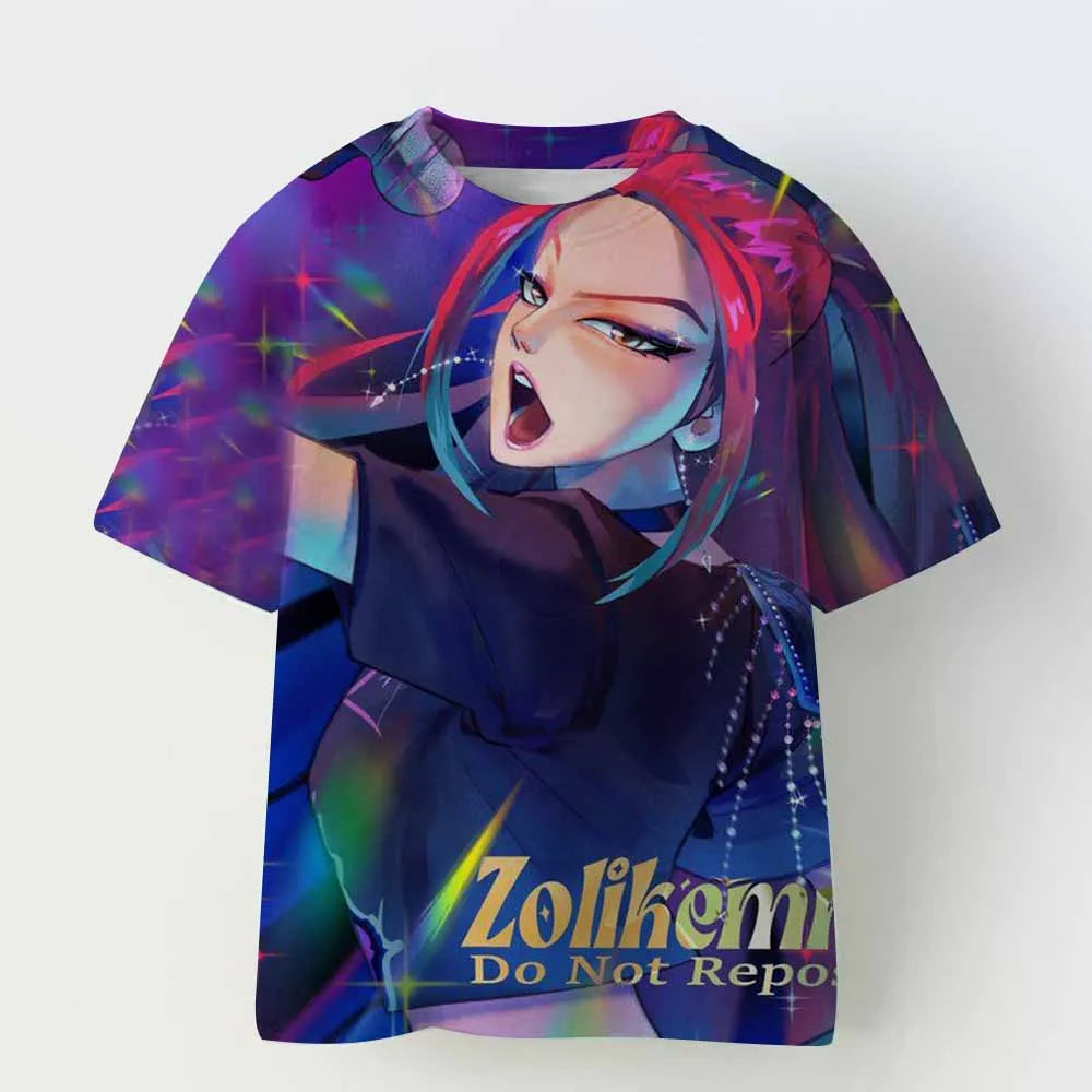 Kpop Demon Hunters Kids Clothing Short Sleeve Tee Cute Kpop Demon Hunters Tiger Harajuku T-shirt Men Women Boys Girls Black Top