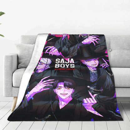 KPop Demon Hunters Anime Flannel Blankets Winter  Soft Bedding Throws for Kids Outdoor Graphic Bedspread Sofa Bed Cover