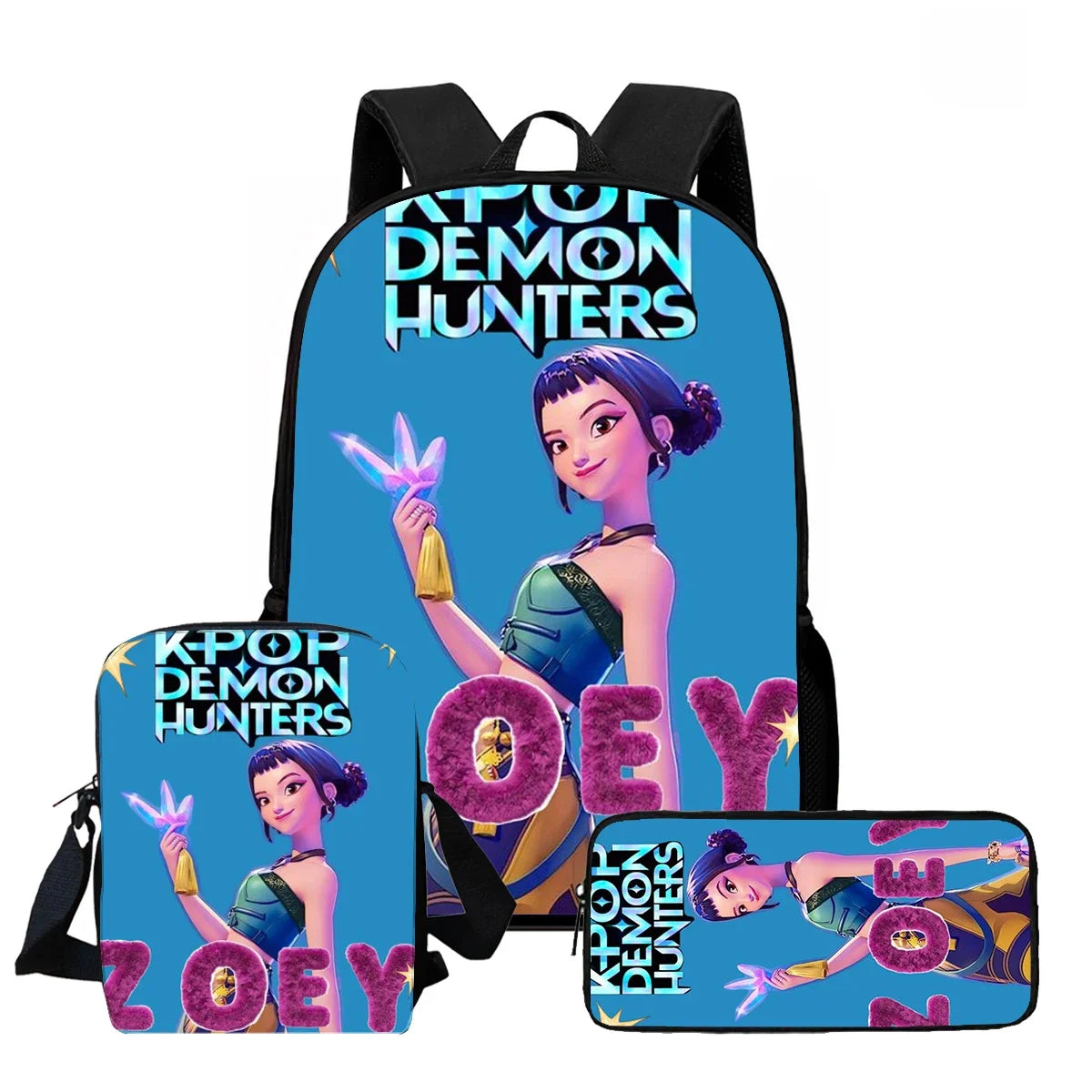 Cartoon  KPop Demon Hunters Child School Backpack With Shoulder Bag Pencil Bag For Kindergarten,Light Weight Child Bags