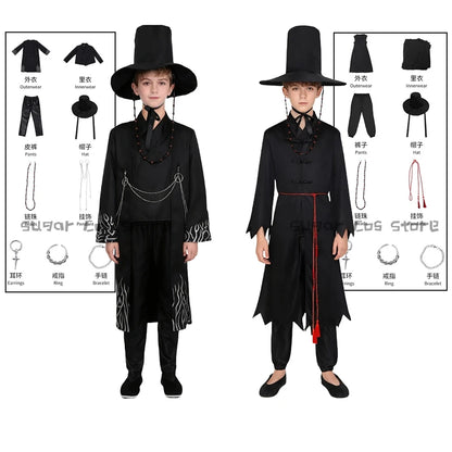 Kids Two Style Anime Jinu Cosplay Costumes Demon Hunter Saja Boy Kpop Group Singing Korea Style Boy Idol Halloween Party Costume