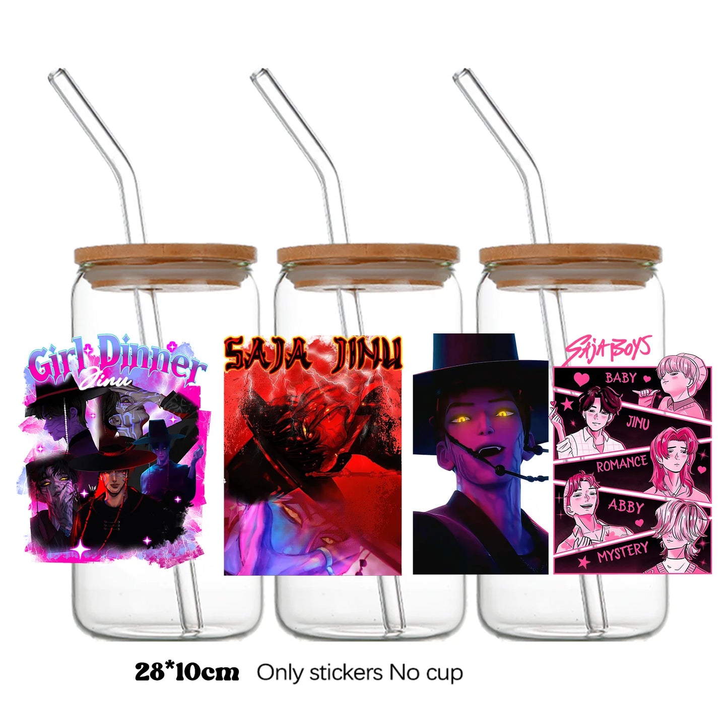 k-pop Demon Hunters wrapping Transfer cups HUNTRX Decal Rumi kpop saja boys Uvdtf Bottle k pop Stickers Uv Dtf Car Huntrix Wraps