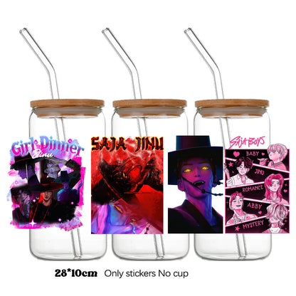 k-pop Demon Hunters wrapping Transfer cups HUNTRX Decal Rumi kpop saja boys Uvdtf Bottle k pop Stickers Uv Dtf Car Huntrix Wraps