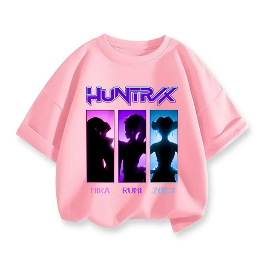 2025 New Hot KPop Demon Hunters Child Short Sleeve T-shirt Anime Character Print Tees Boys Girls Casual Tops Birthday Gift