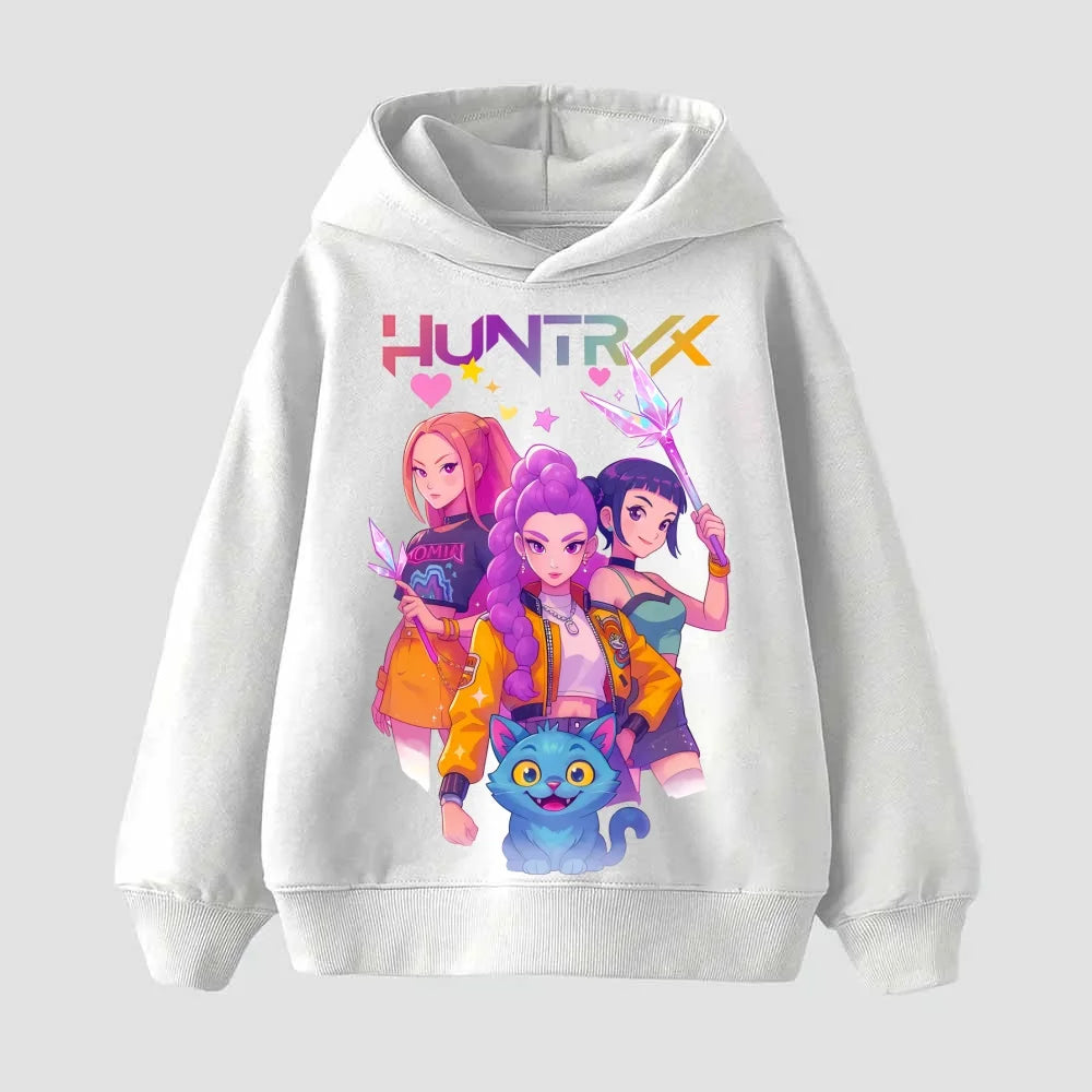 Korean KPop Demon Hunter Rumi Derpy Cartoon Girls Boy Hooded Sweatshirt Warm Children's Wave Fashion Casual Tops Casual Clos Gif