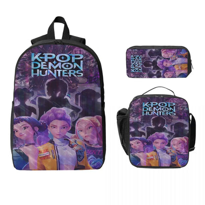 K-Pop Demon Hunters Saja Boys Kids Backpack Lunch Box Pencil Boxes for Boys Girls Backpacks School bag Bookbag Set