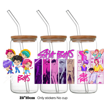 k-pop Demon Hunters wrapping Transfer cups HUNTRX Decal Rumi kpop saja boys Uvdtf Bottle k pop Stickers Uv Dtf Car Huntrix Wraps