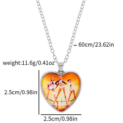 Cartoon K-Pop Demon Hunter Creative Heart Design Necklace Pendant Rumi Mira Zoey Fashion Jewelry Accessories for Fans Gift