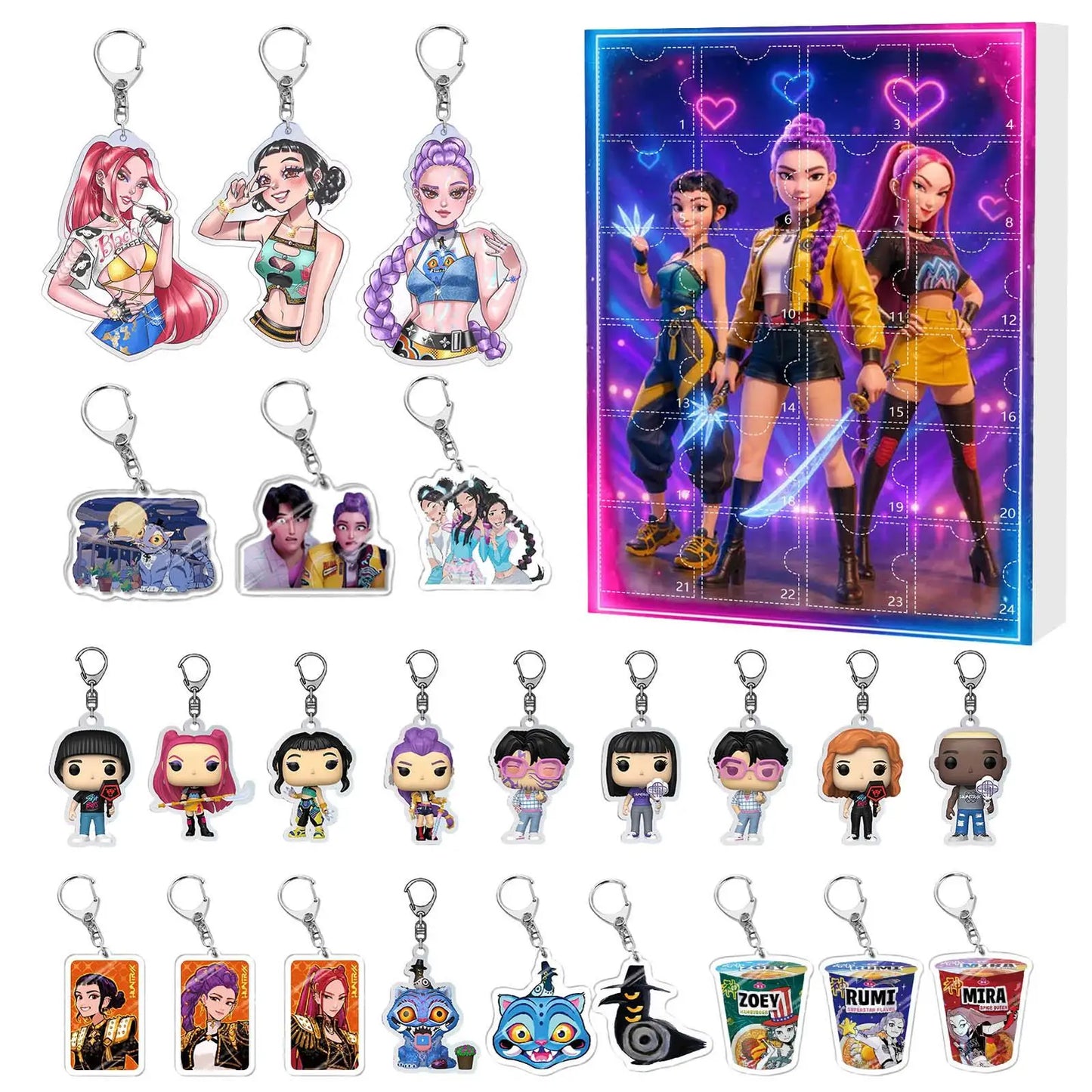 2025 Cartoon Kpop Demon Hunters Group Blind Box Christmas Advent Calendar Toy Story Anime Figure Surprise Gift Box Toy Gift
