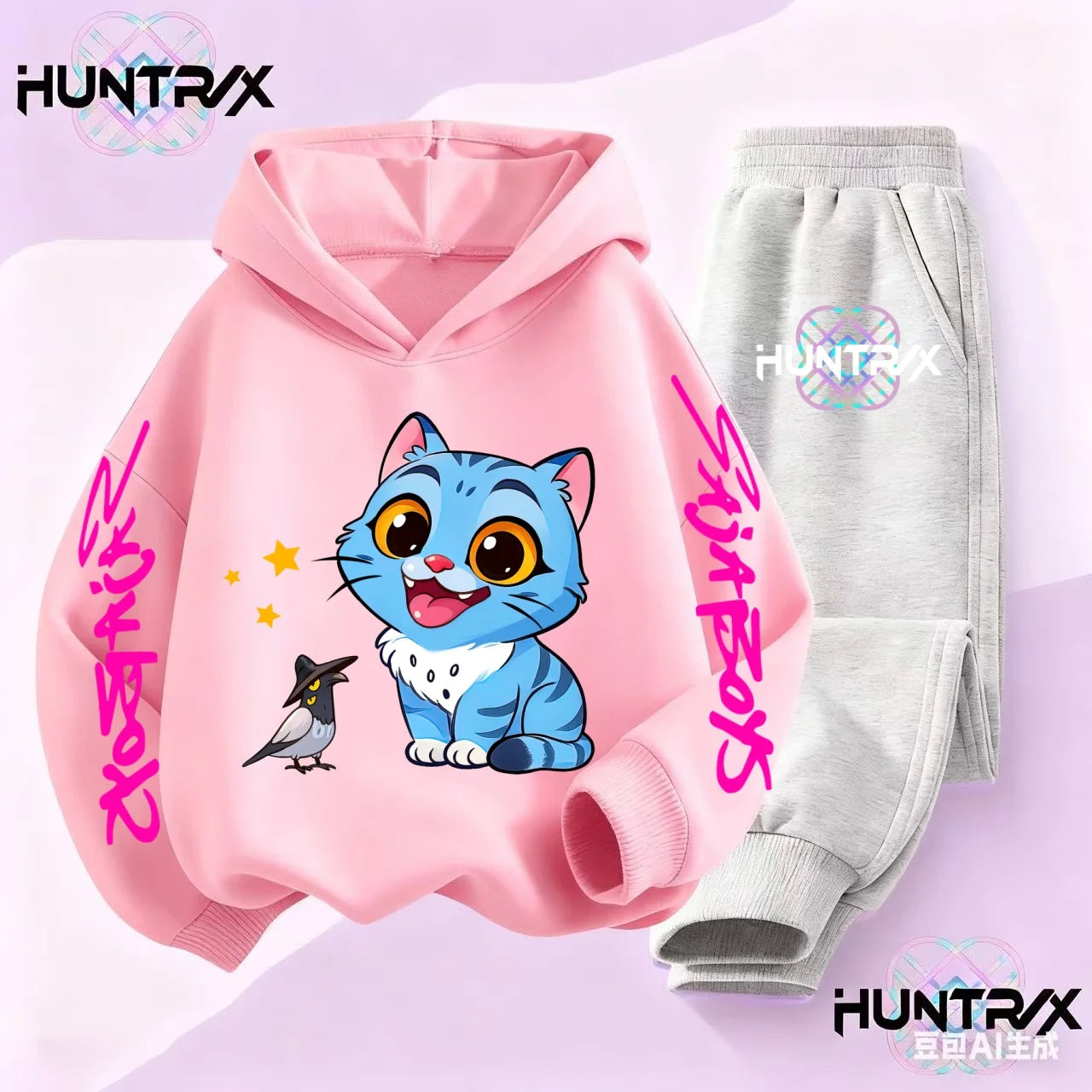 Kids Autumn Kpop Demon Hunters Hoodie Set 3-14Y Boys Girls Sportswear Active Clothes