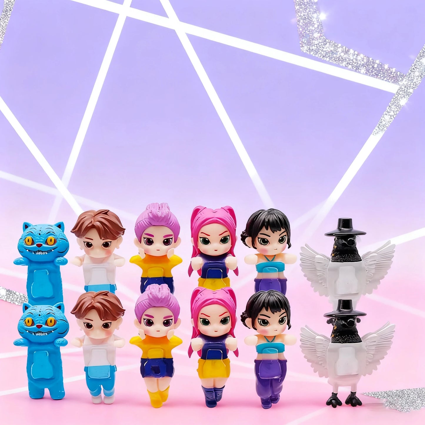 New Kpop Demon Hunters Figure Series Car-mounted Phone Holder Decoration Tiger Mira Zoey Doll Mini Decor Model Toys Girl Gifts