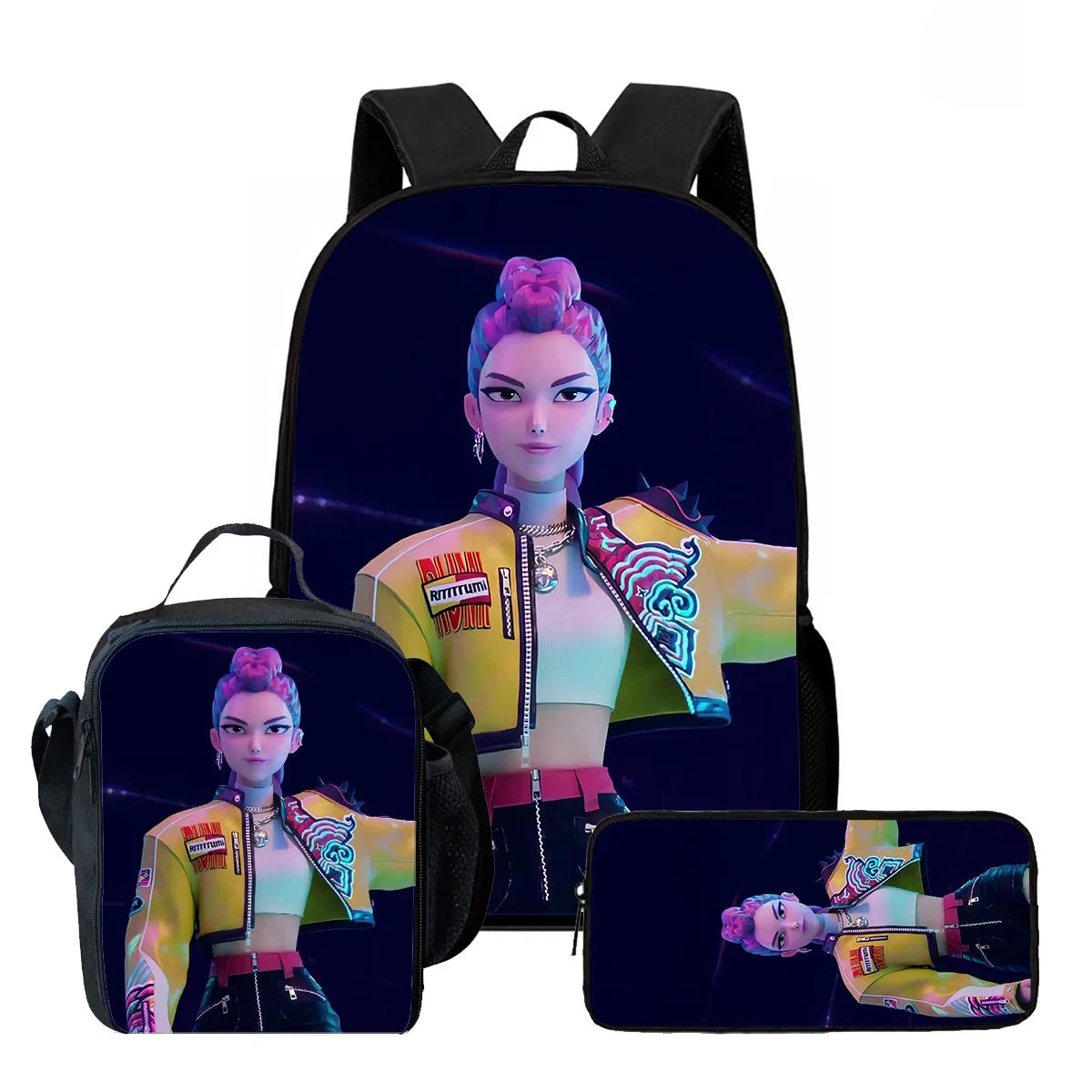 Cartoon KPop Demon Hunters Child School Backpack With Lunch Bags Pencil Bags For,Light Weight Child School Bags